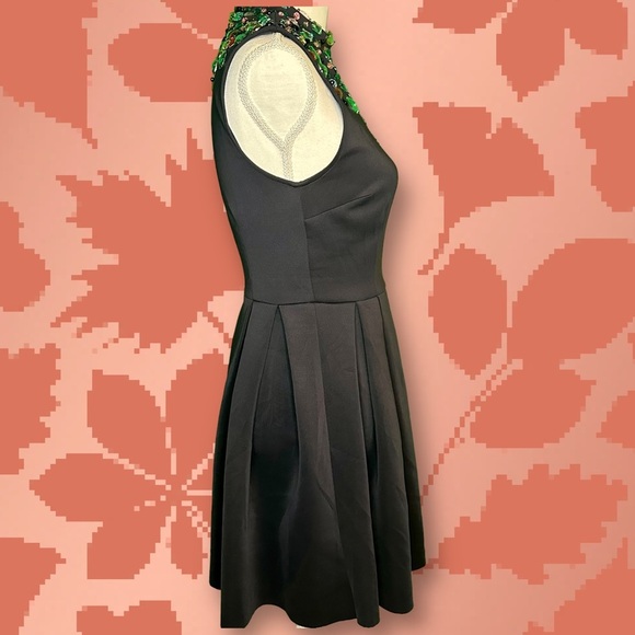 ASOS Gem Embellished High Neck A-Line Navy Blue Skater Dress Size 4 - Picture 3 of 6